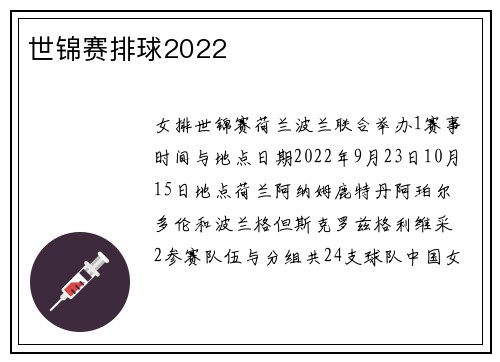 世锦赛排球2022